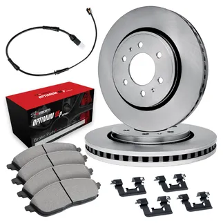 R1 Concepts WFUS1-63166 Disc Brake Rotor Set W/Optimum OEp Pads, Sensor, & Hardware